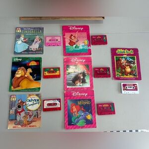 Walt DISNEY Read Along Books & Cassette Tapes Lot of 7 Stories